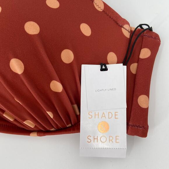 Shade & Shore Bikini Top Size 34C Mahogany Polka Dot Swim Lightly Lined - Picture 2 of 9